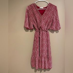 KIRUNDO Women’s Dress Short Sleeve Ruffle Leopard Print Flowy Mini Dress w/Belt